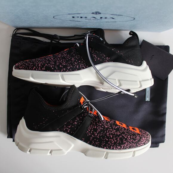 Prada Logo Speckled Lace Up Sneakers - Picture 6 of 15